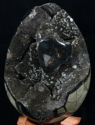 Septarian Dragon Egg Geode - Crystal Filled #37367